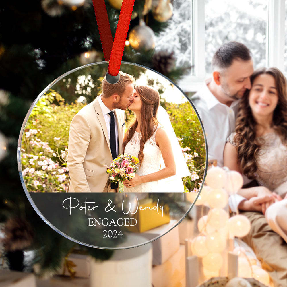 Personalized Engagement Ornament with Photo Christmas Ornament Gift for Couples - Bestchristmasgifts
