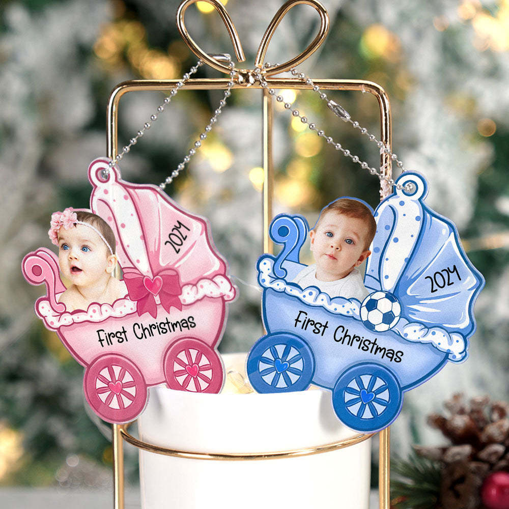 Personalized Baby's Carriage Ornament Photo Christmas Ornament Gift for Baby - Bestchristmasgifts