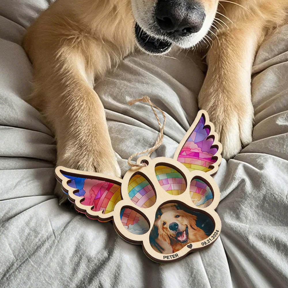 Personalized Pet Suncatcher Ornament with Photo Paw Print Ornament Memorial Gift for Pet Lovers - Bestchristmasgifts