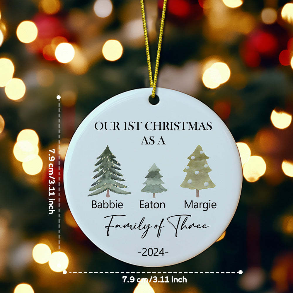 Personalized Baby's First Christmas Ornament Family of Three Christmas Ornament for Christmas Gift - Bestchristmasgifts