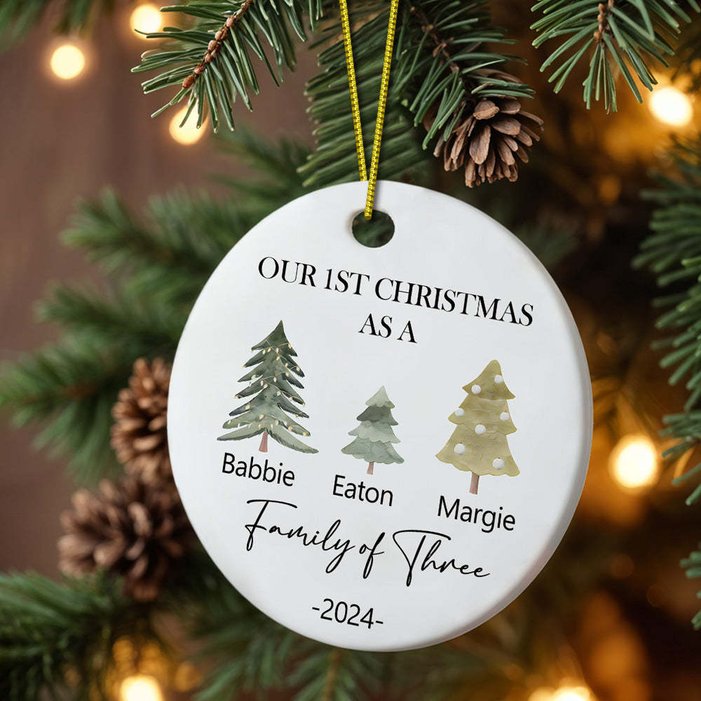 Personalized Baby's First Christmas Ornament Family of Three Christmas Ornament for Christmas Gift - Bestchristmasgifts