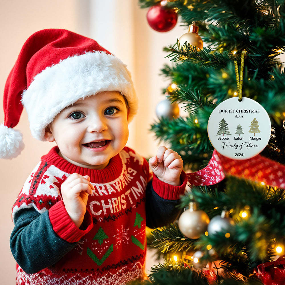 Personalized Baby's First Christmas Ornament Family of Three Christmas Ornament for Christmas Gift - Bestchristmasgifts