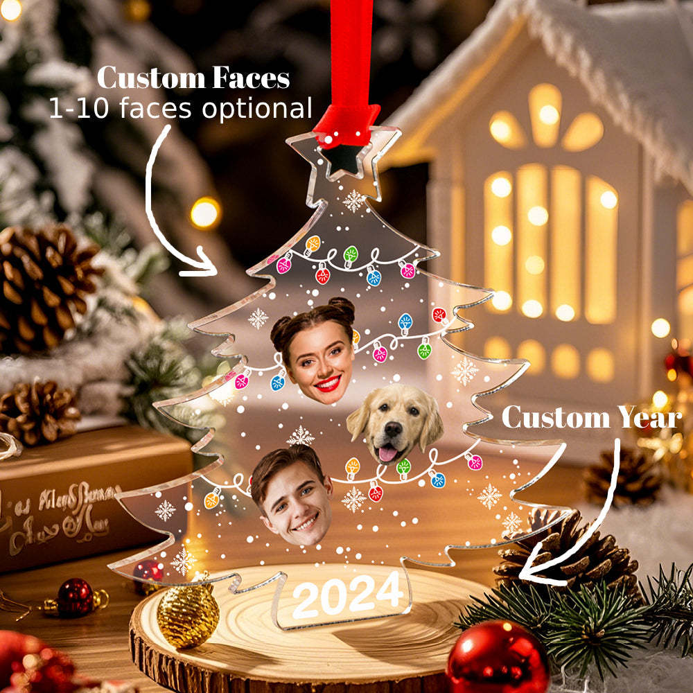 Personalized Photo Christmas Tree Family Ornament Funny Christmas Ornament Gift for Family - Bestchristmasgifts