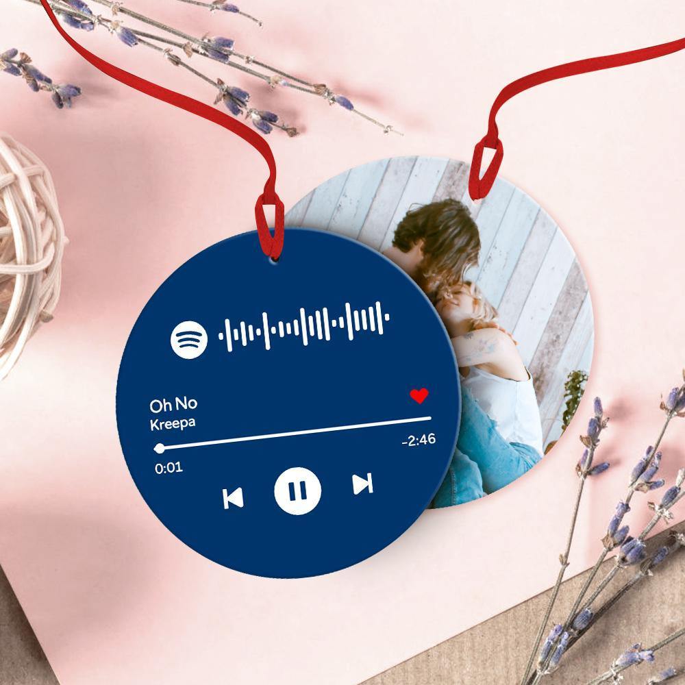 Scannable Spotify Code Ornaments Photo Hanging Ornament Engraved Custom Music Song Ornament Black - myspotifyplaque