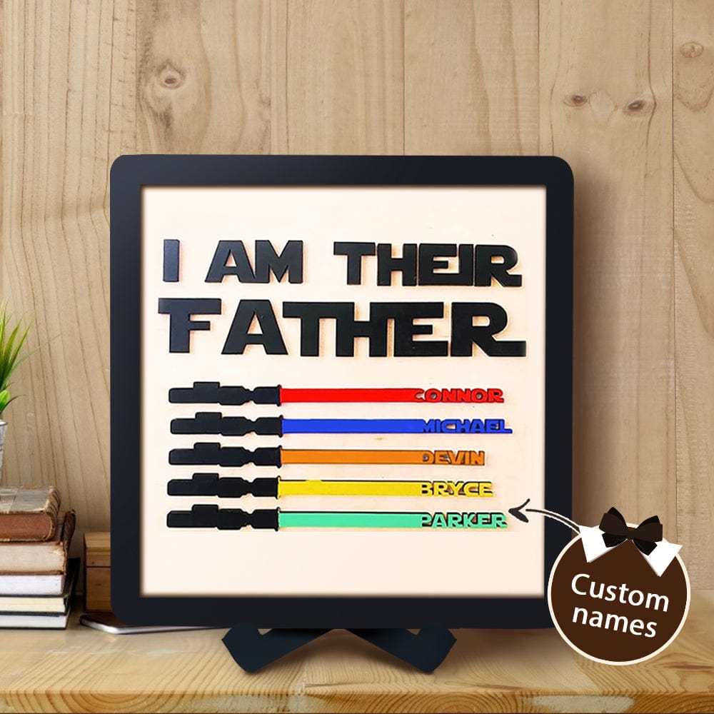 Personalized Light Saber I Am Their Father Wooden Sign Father's Day Gifts - GiftLab