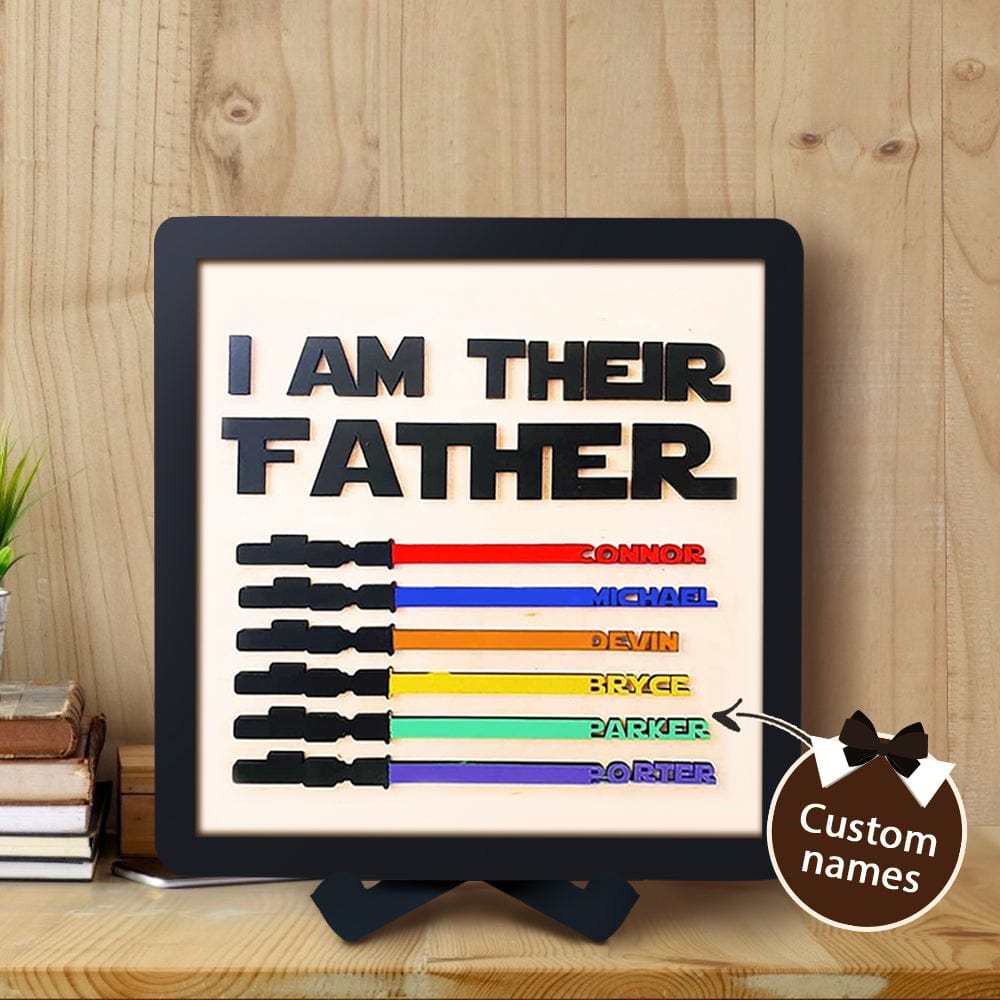 Personalized Light Saber I Am Their Father Wooden Sign Father's Day Gifts - GiftLab