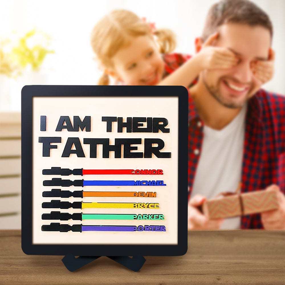Personalized Light Saber I Am Their Father Wooden Sign Father's Day Gifts - GiftLab