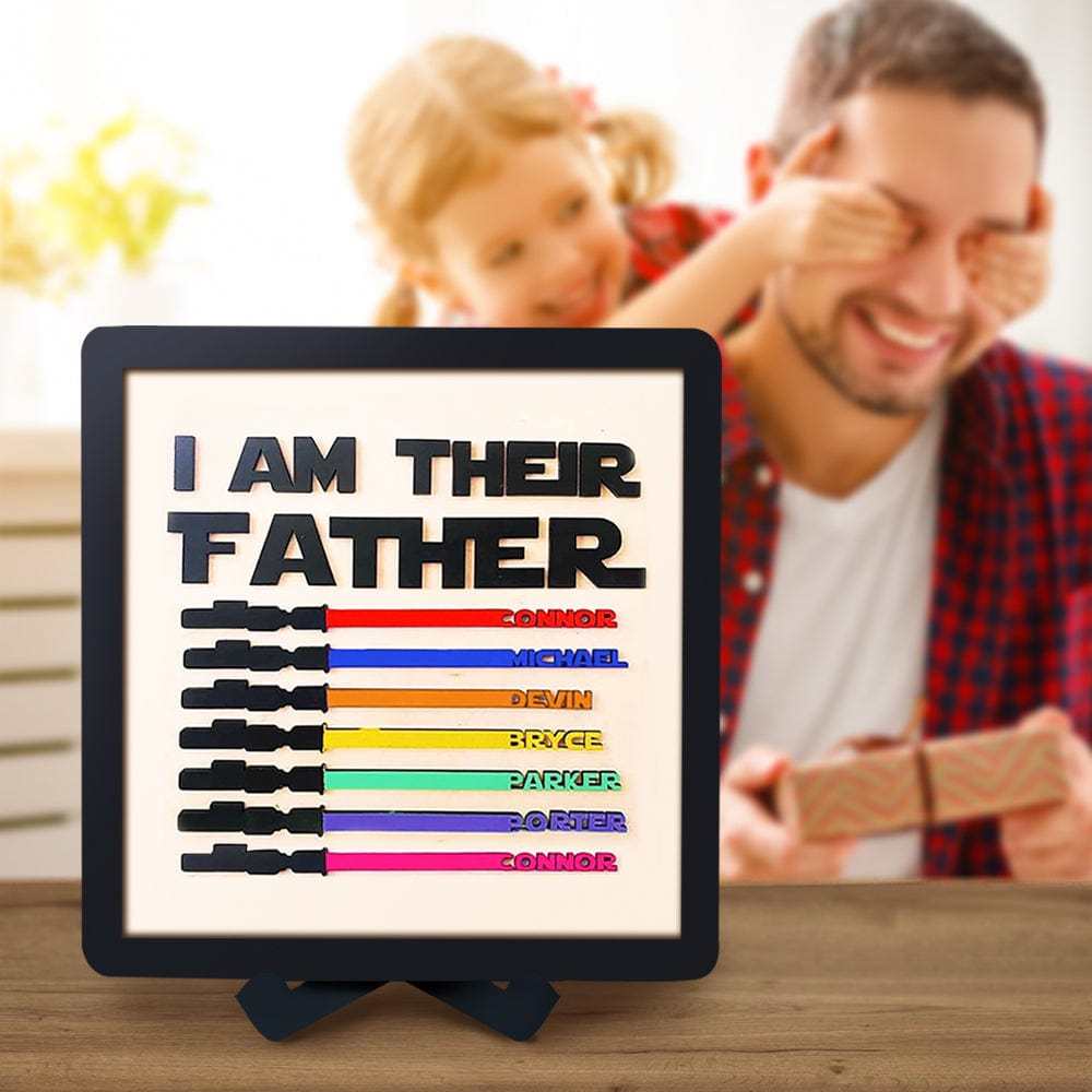 Personalized Light Saber I Am Their Father Wooden Sign Father's Day Gifts - GiftLab