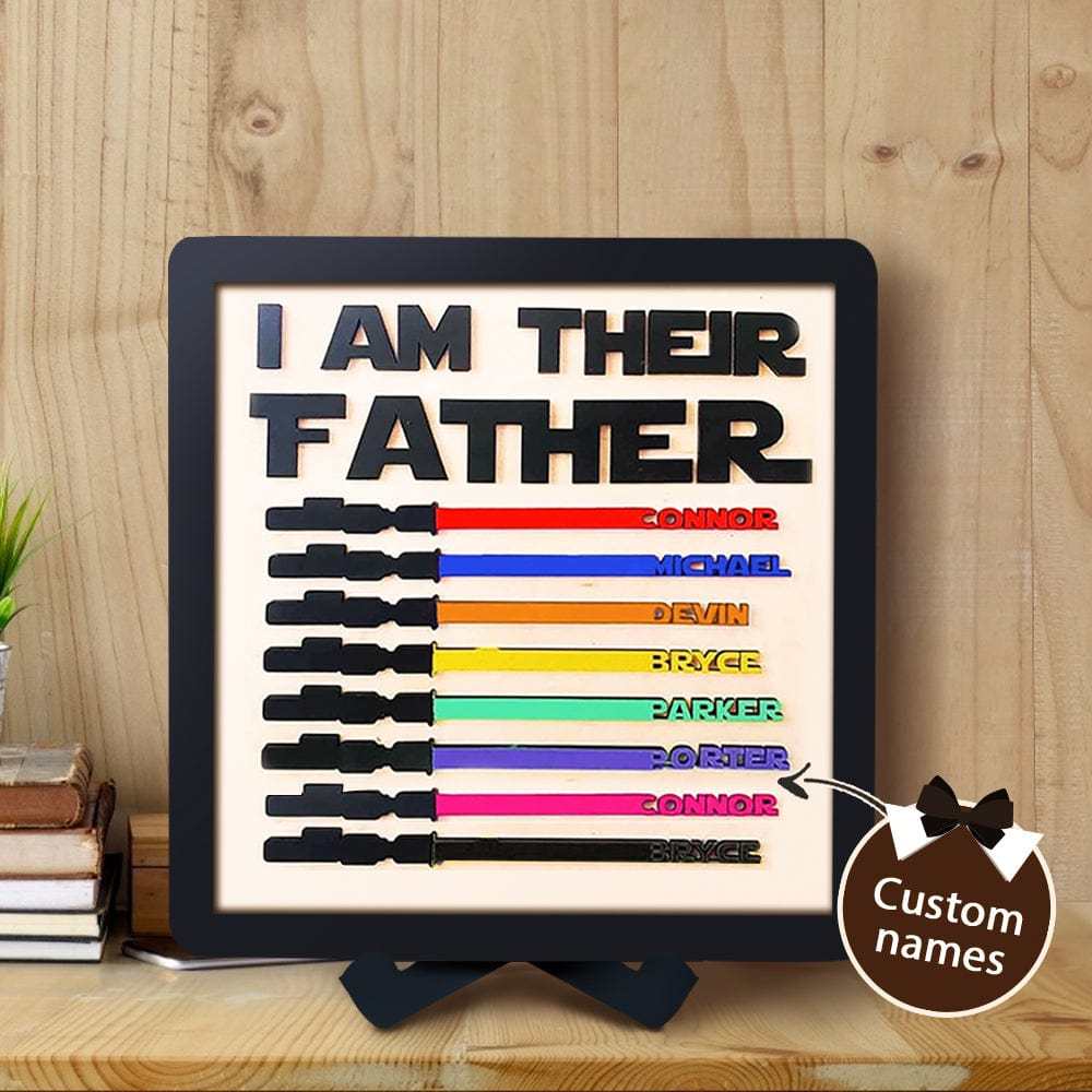 Personalized Light Saber I Am Their Father Wooden Sign Father's Day Gifts - GiftLab