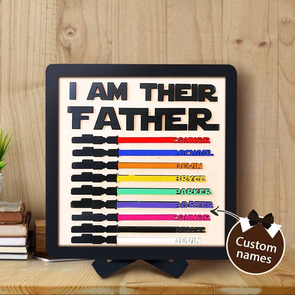 Personalized Light Saber I Am Their Father Wooden Sign Father's Day Gifts - GiftLab