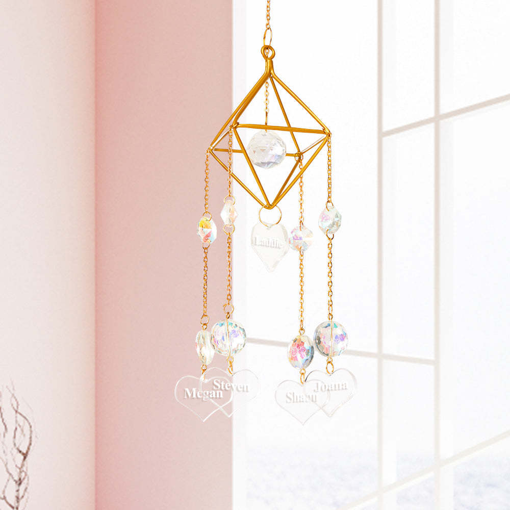 Custom Engraved Wind Chimes Heart Crystal Home Gifts - Bestchristmasgifts