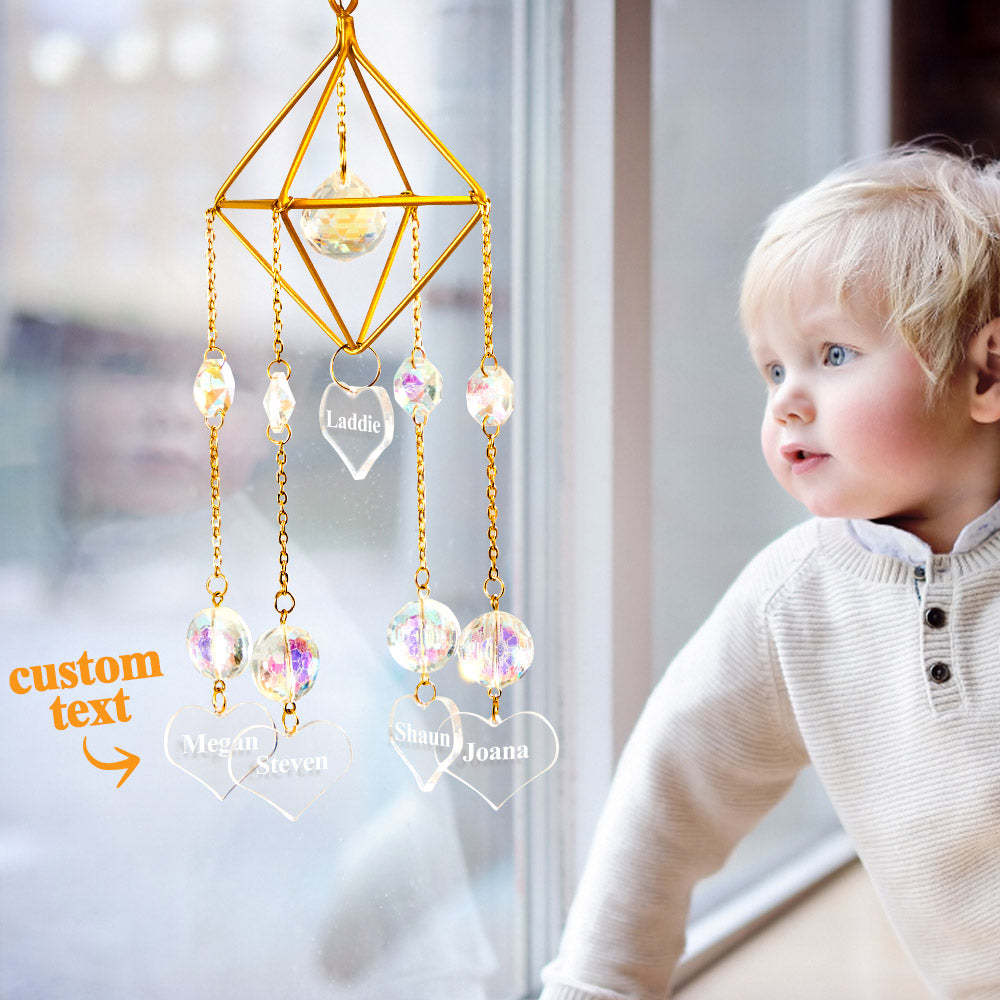 Custom Engraved Wind Chimes Heart Crystal Home Gifts - Bestchristmasgifts