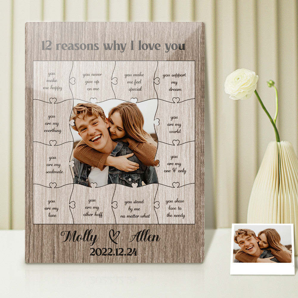 12 Reasons Why I Love You with Acrylic Photo Plaque Personalized Valentine's Day or Romantic Anniversary Gift for Boyfriend - Bestchristmasgifts