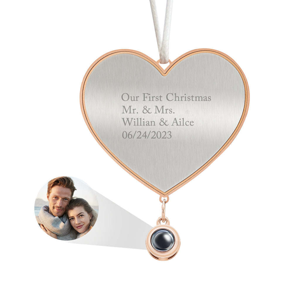 Custom Projection Ornament Personalized Heart Christmas Ornament Gifts for Her - Bestchristmasgifts