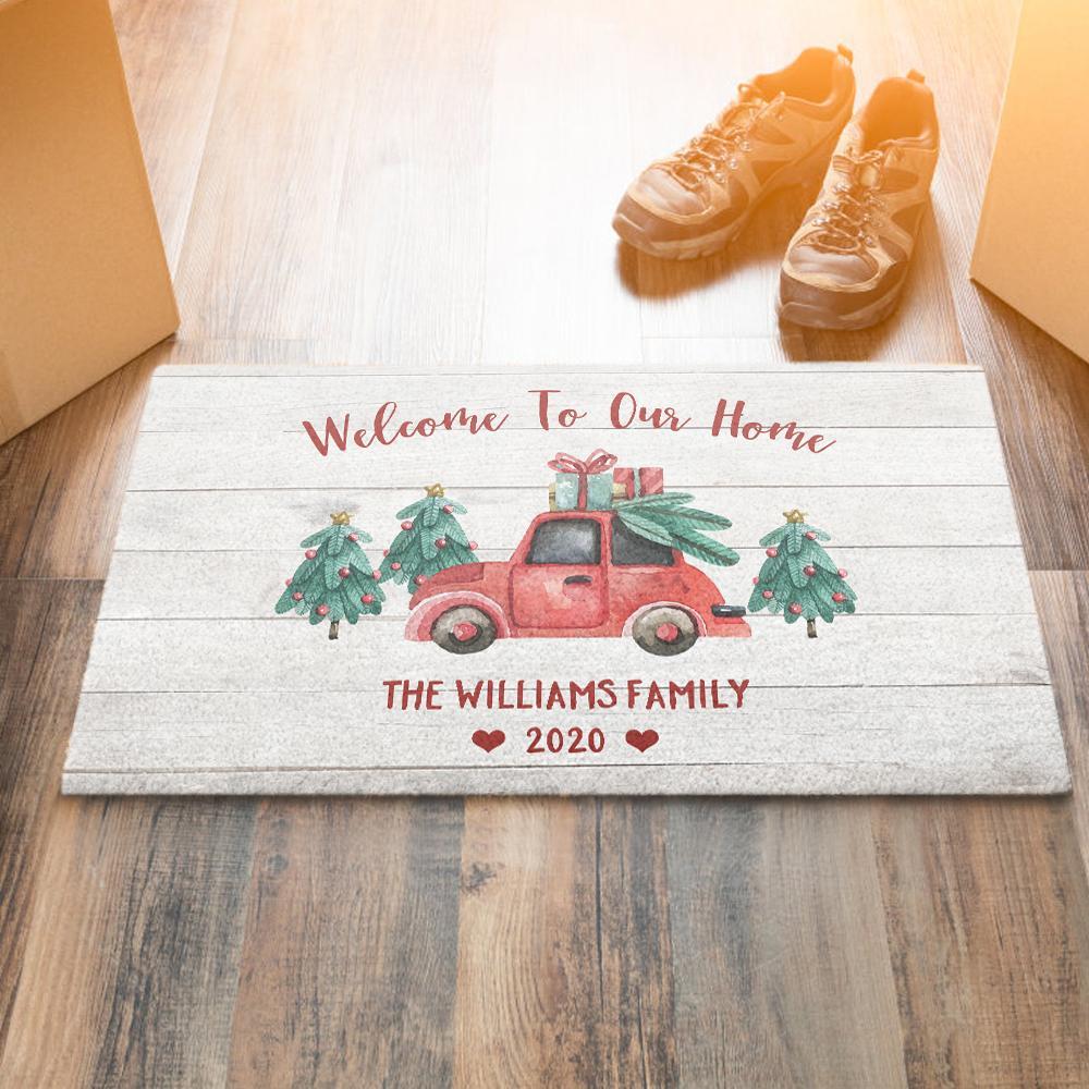 Personalized Welcome Doormat Christmas Gift - White - Giftlab