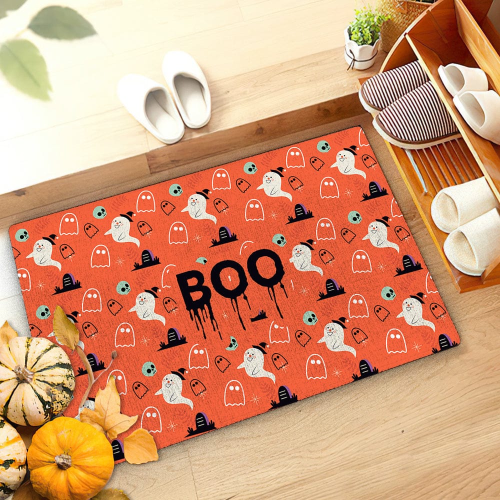 Halloween Door Mat Boo Print Front Floor Mat Boo Welcome Mat Halloween Decor - Giftlab