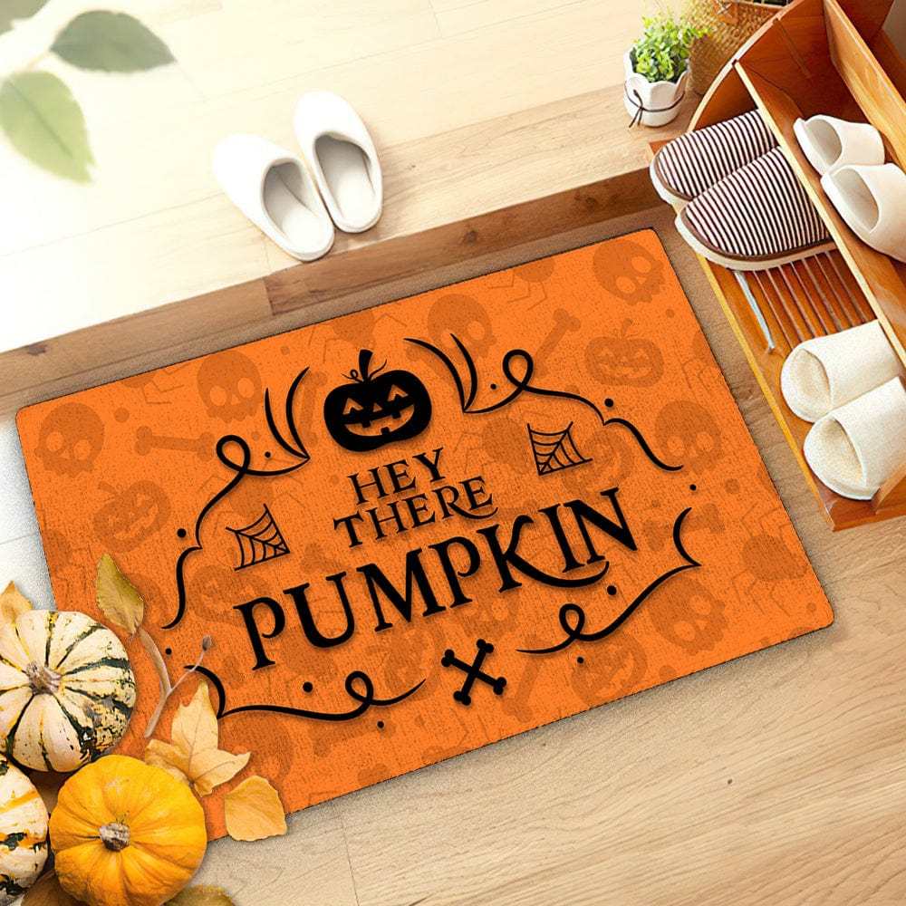 Halloween Door Mat Hey There Pumpkin Floor Mat Welcome Mat Halloween Decor - Giftlab
