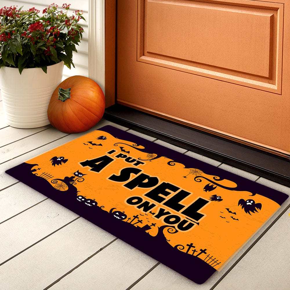 Halloween Door Mat I Put A Spell on You Floor Mat Witch Welcome Mat Halloween Decor - Giftlab