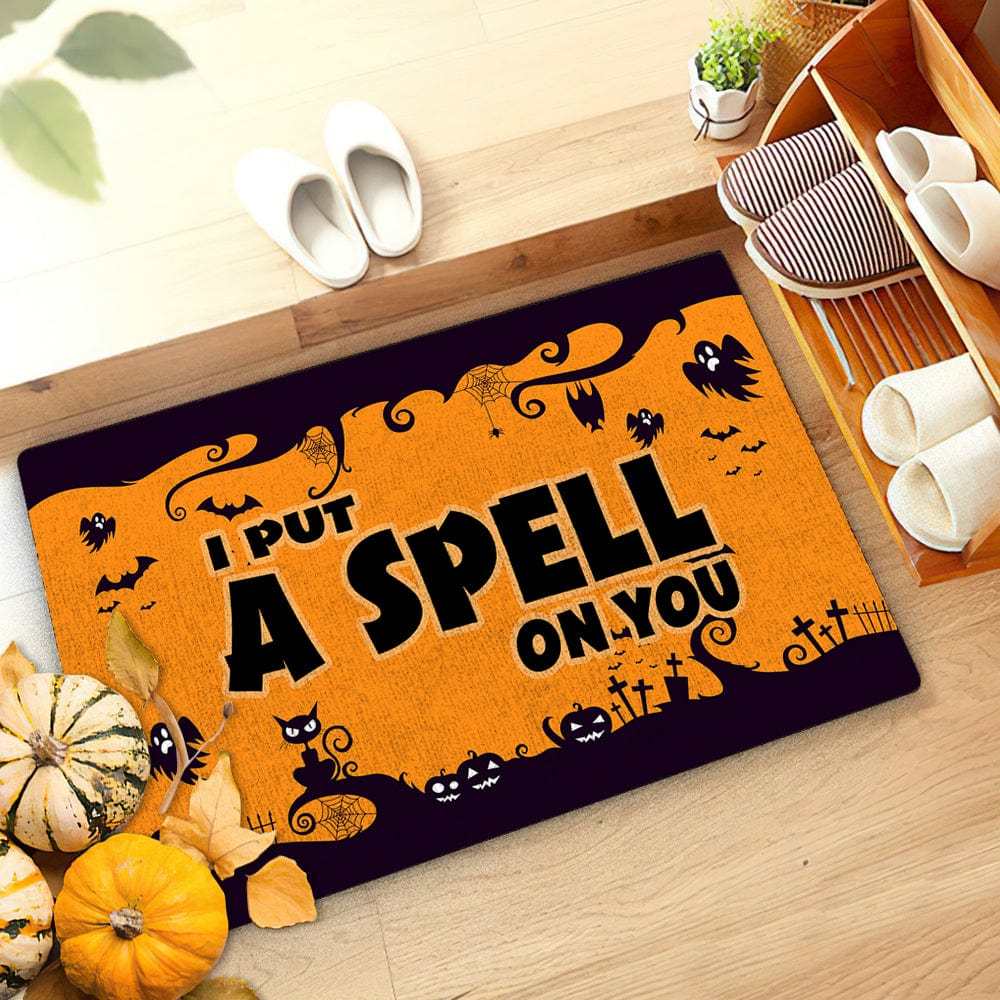 Halloween Door Mat I Put A Spell on You Floor Mat Witch Welcome Mat Halloween Decor - Giftlab