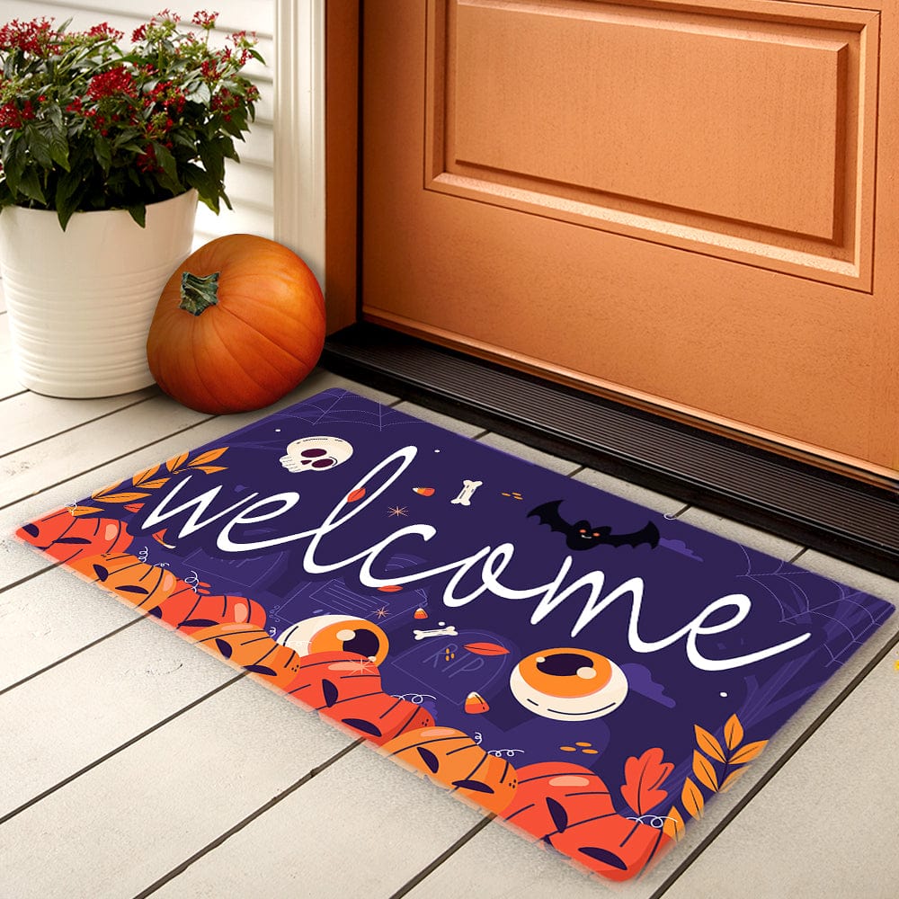 Halloween Door Mat Pumpkin Floor Mat Fall Welcome Mat Halloween Decor - Giftlab