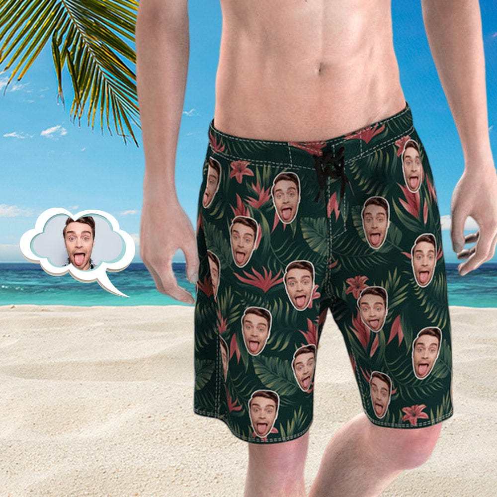 Personalized Swim Swimming Trunks Personalized Beach Shorts Custom Swim Swimming Trunks Face Shorts - Giftlab