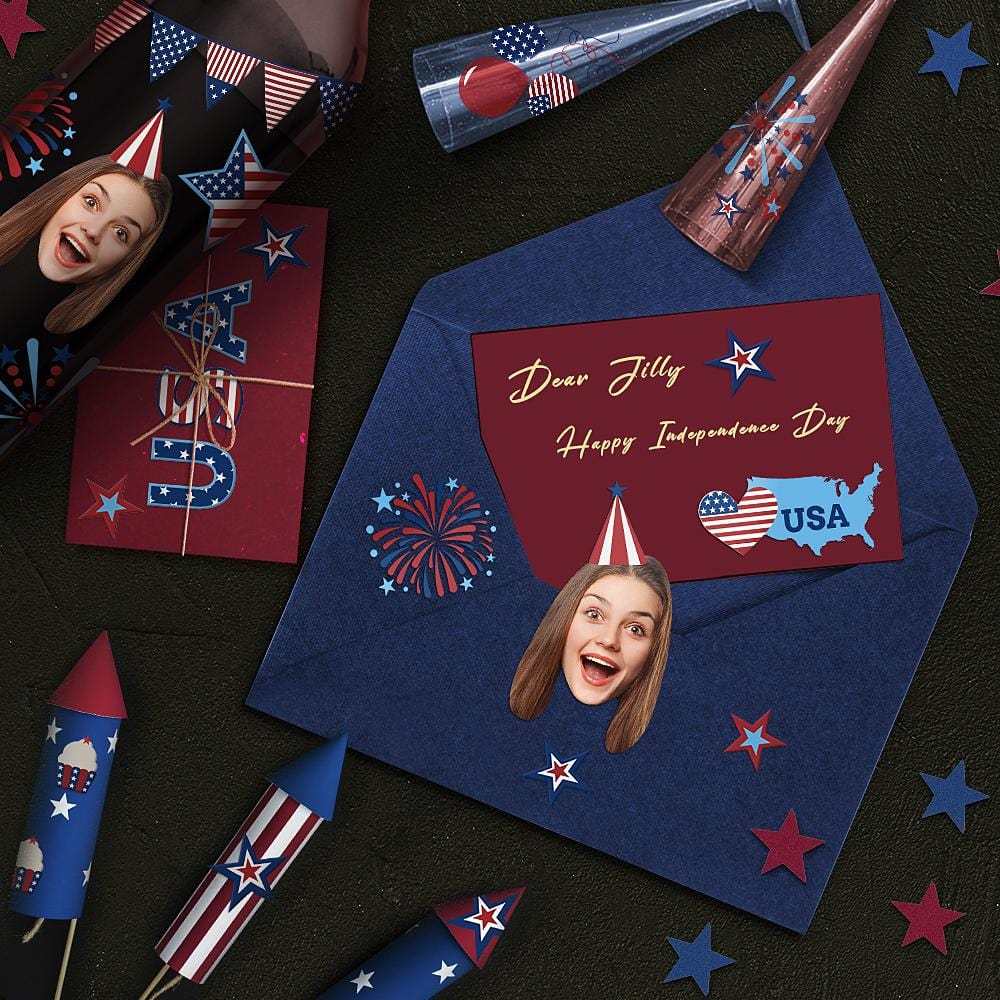 July 4th Gifts Custom Photo Face Sticker Independence Day the Fourth of July - Bestchristmasgifts