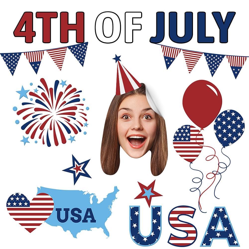 July 4th Gifts Custom Photo Face Sticker Independence Day the Fourth of July