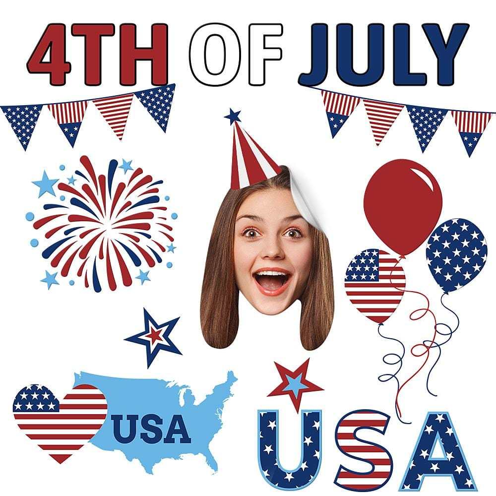 July 4th Gifts Custom Photo Face Sticker Independence Day the Fourth of July - Bestchristmasgifts