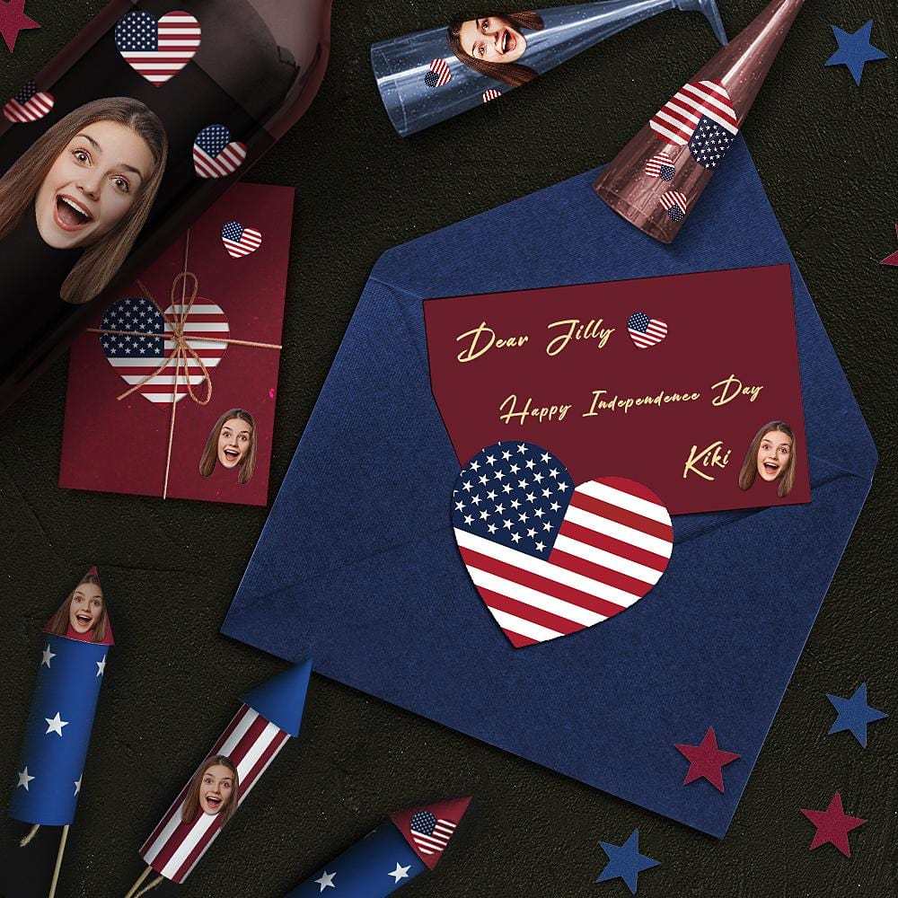 July 4th Gifts Custom Photo Face Sticker Independence Day I Love America - Bestchristmasgifts