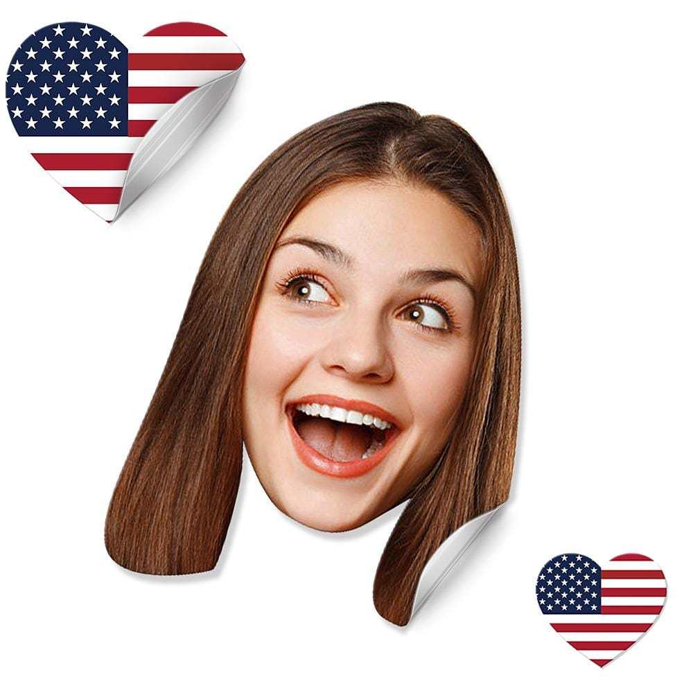 July 4th Gifts Custom Photo Face Sticker Independence Day I Love America - Bestchristmasgifts