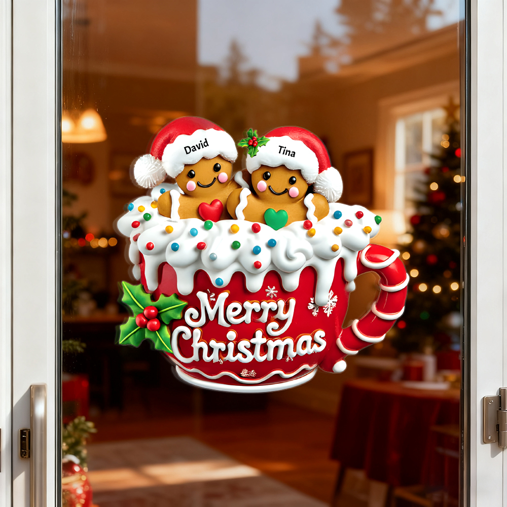 Merry Christmas - Personalized Gingerbread Family Decal