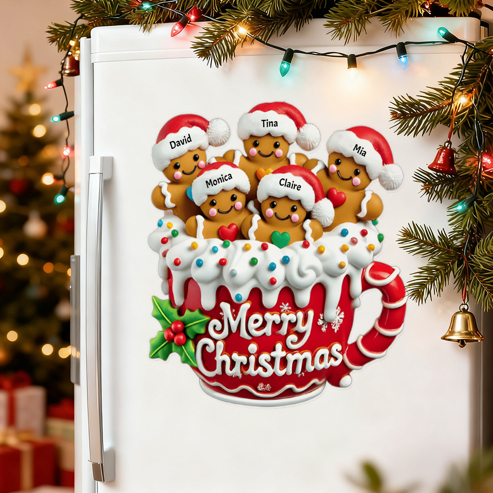Merry Christmas - Personalized Gingerbread Family Decal