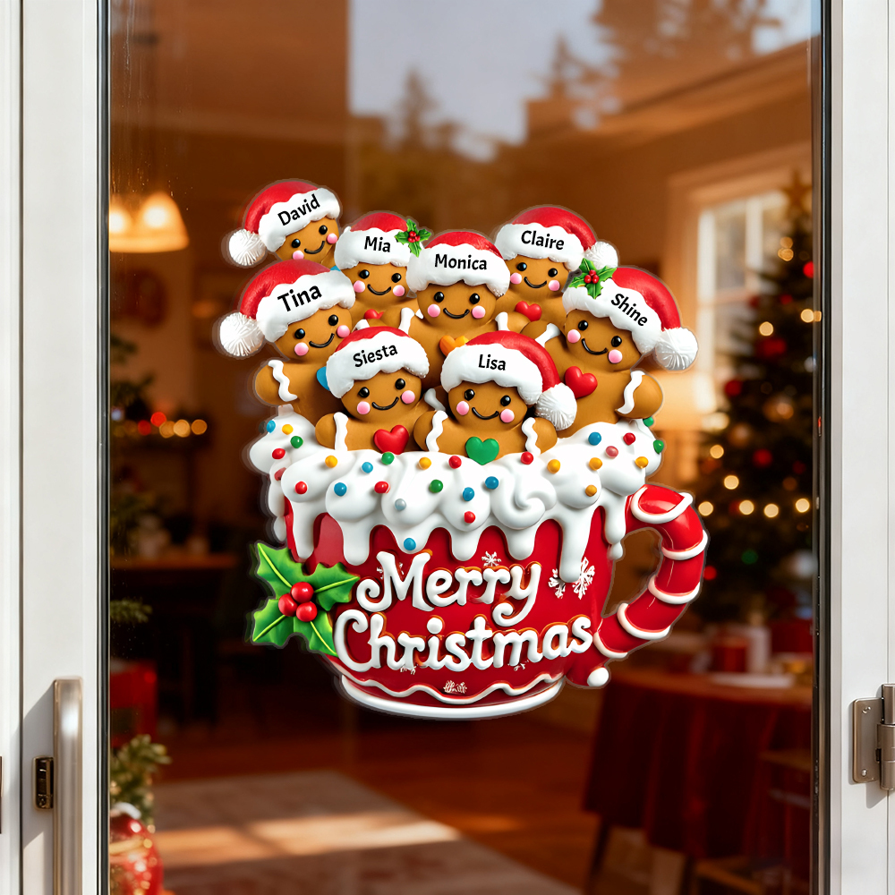 Merry Christmas - Personalized Gingerbread Family Decal