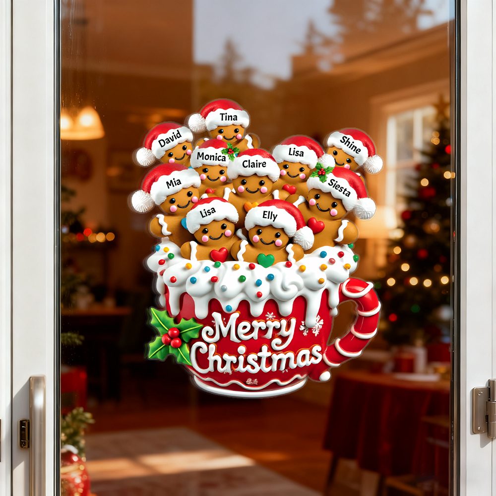 Merry Christmas - Personalized Gingerbread Family Decal