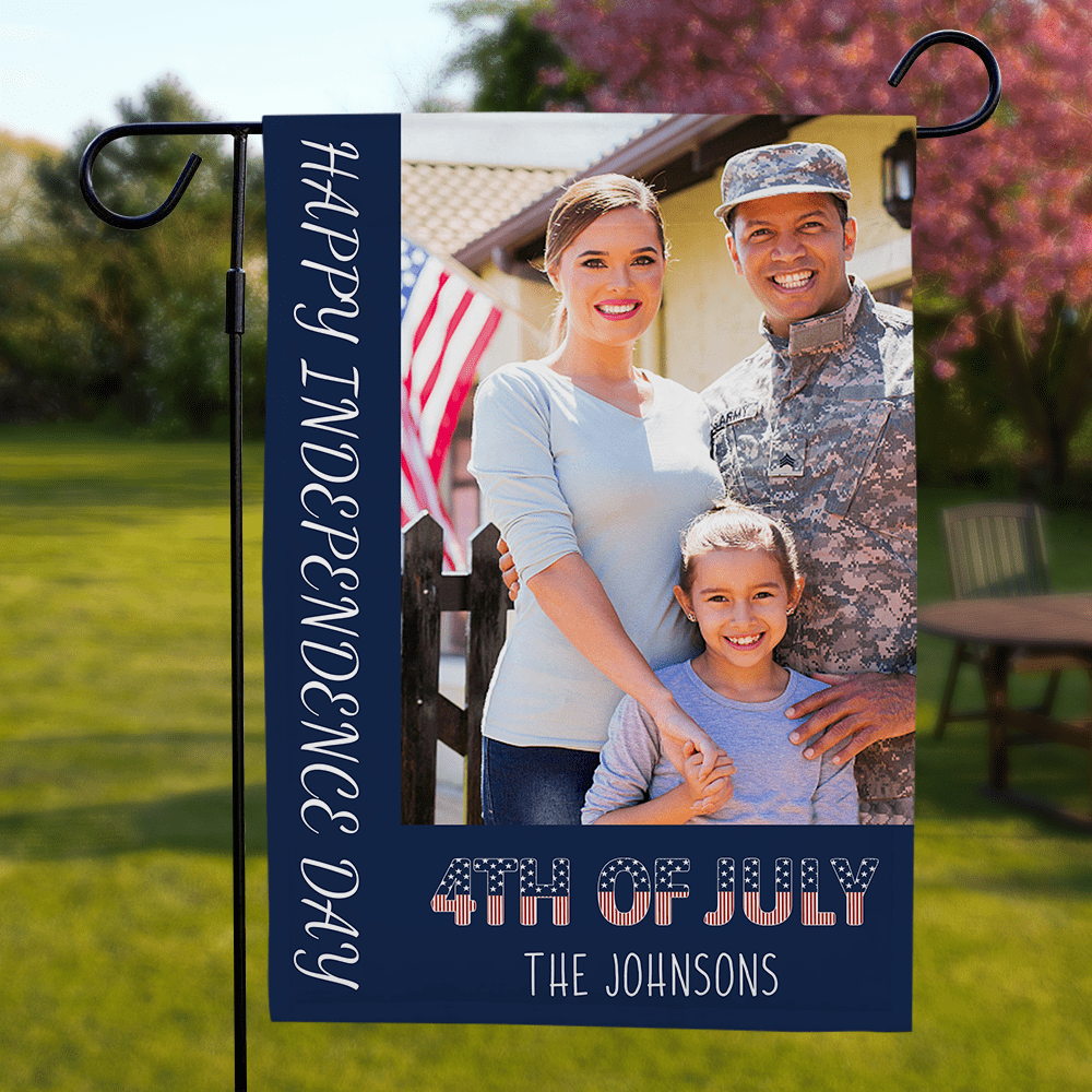 Happy Independence Day Photo and Text Garden Flag - Bestchristmasgifts