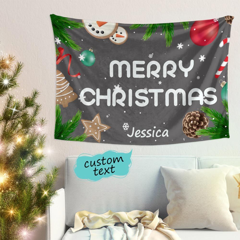Custom Engraved Christmas Tapestry Merry Christmas Wall Hanging Decor for Bedroom Living Room - Bestchristmasgifts