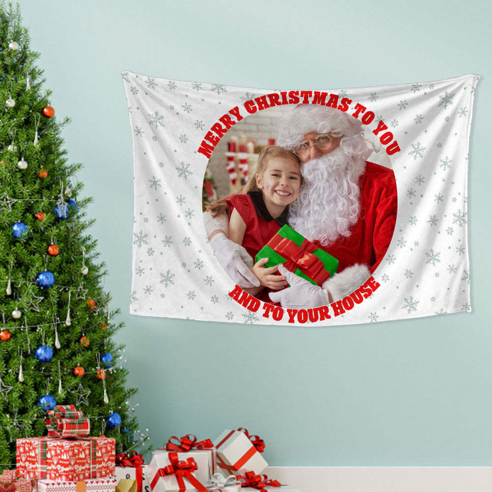Custom Round Photo Christmas Tapestry Wall Decor Hanging Painting Creative Gift - Bestchristmasgifts