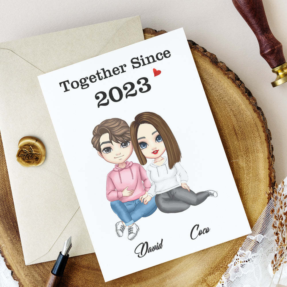 Cartoon Couple Gifts Valentine's Day/Anniversary Gifts, Personalized Card/Plaque/Night Light - Bestchristmasgifts