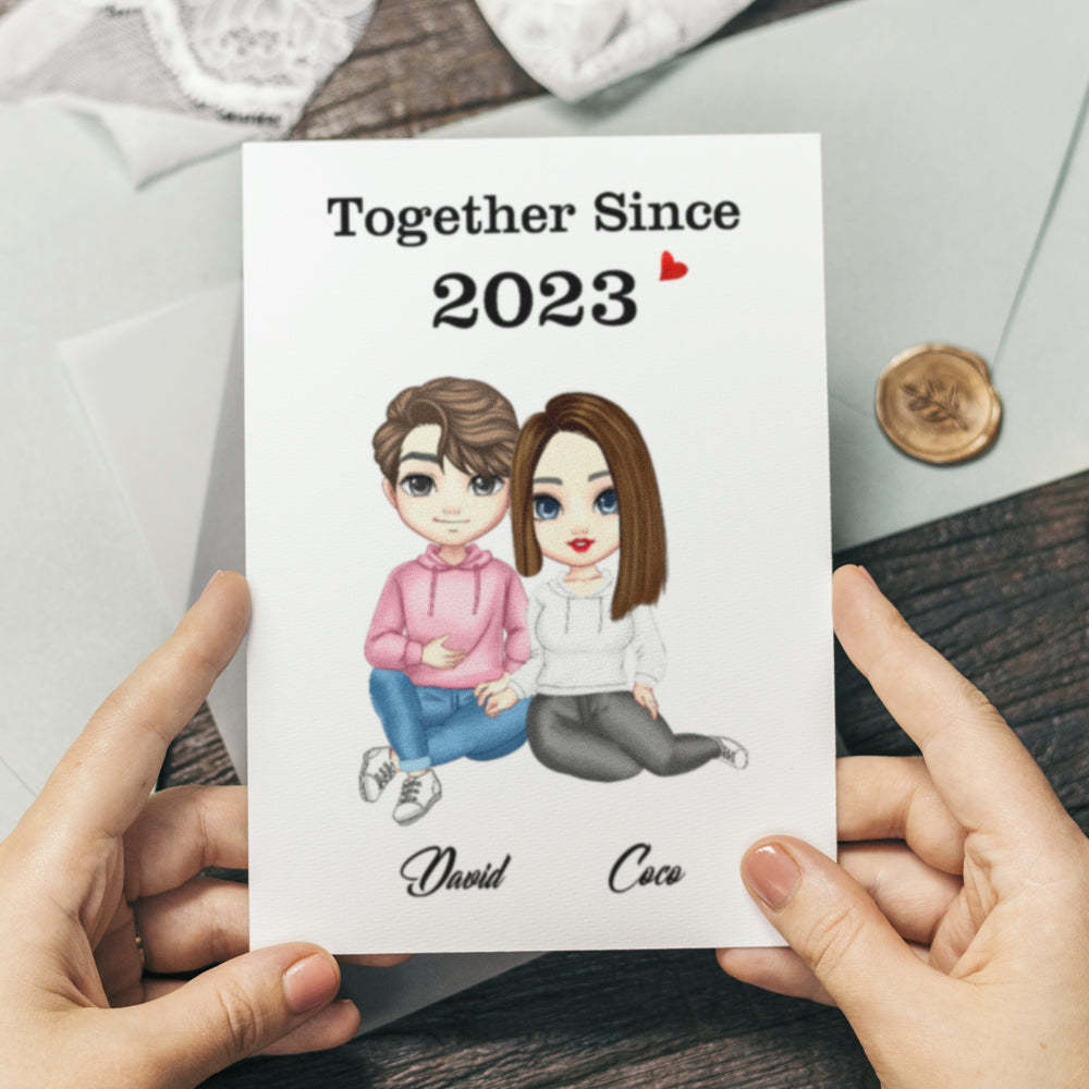 Cartoon Couple Gifts Valentine's Day/Anniversary Gifts, Personalized Card/Plaque/Night Light - Bestchristmasgifts