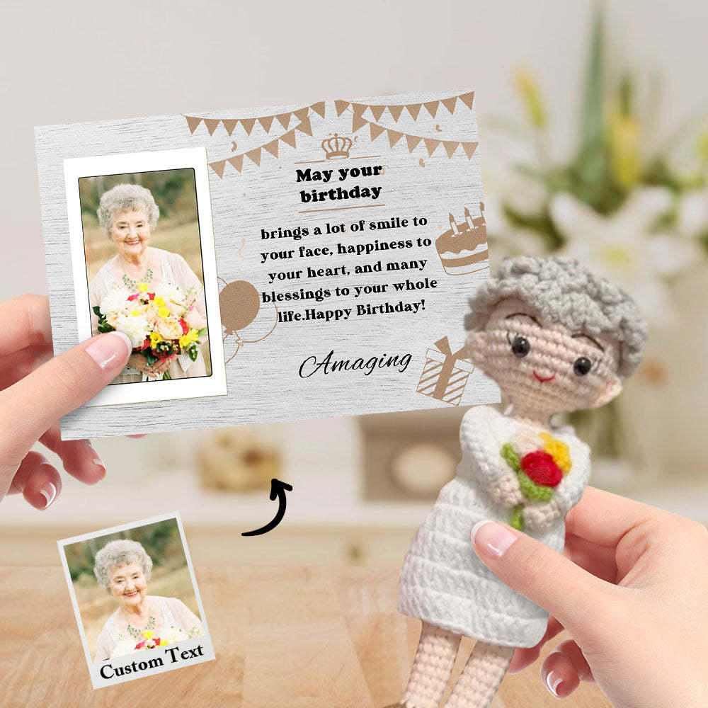 Birthday Gifts Custom Crochet Doll from Photo Handmade Look alike Dolls with Personalized Name Card - Bestchristmasgifts