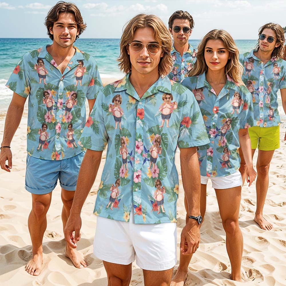 Custom Hawaiian Shirt With Face Custom Face Funny Hawaiian Shirt Gifts for Beach Party Gifts Multiple Styles for Team Gifts - Giftlab