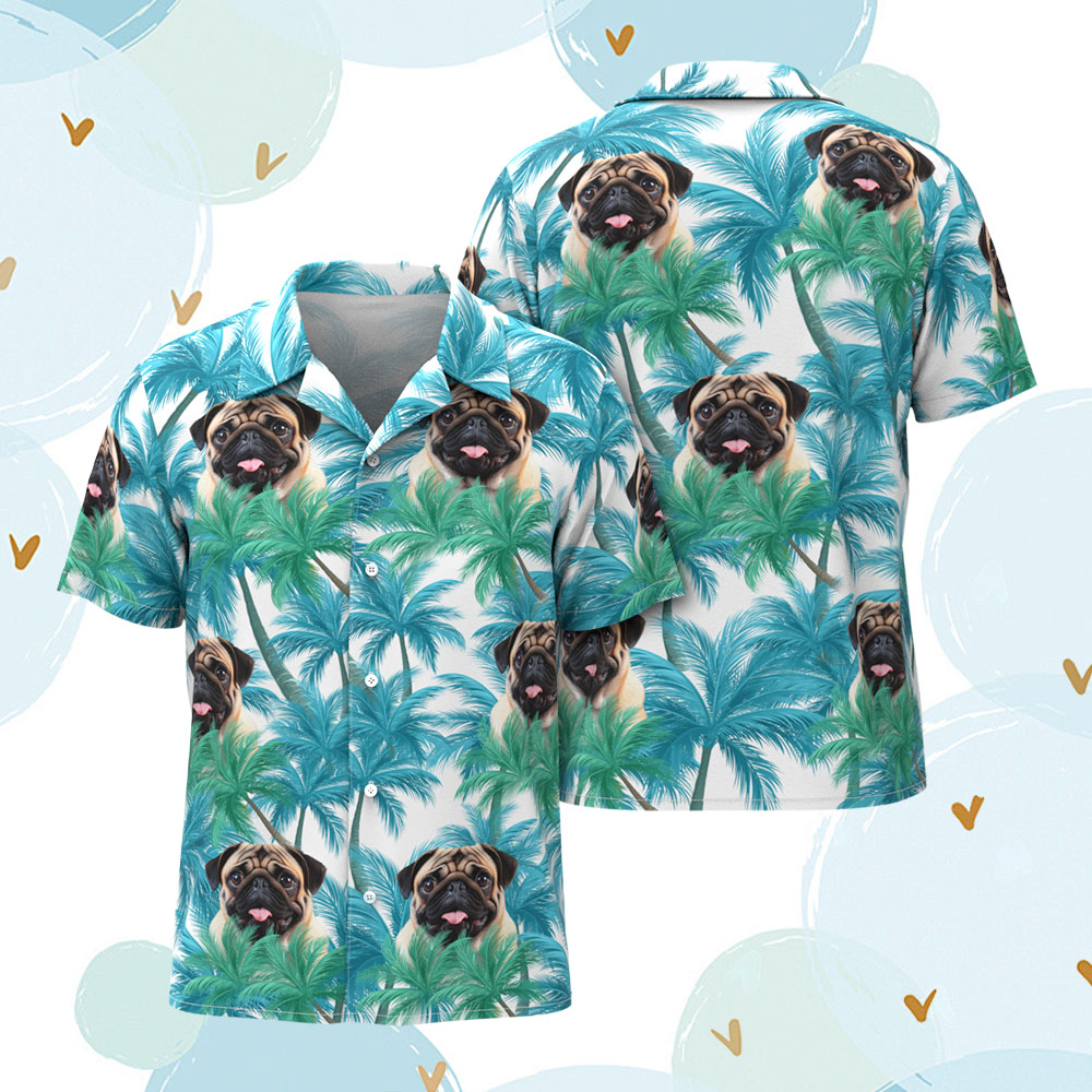 Custom Men Hawaiian Shirts Pet Face Tree Hawaiian Shirt Gift for Pet Lover - Bestchristmasgifts