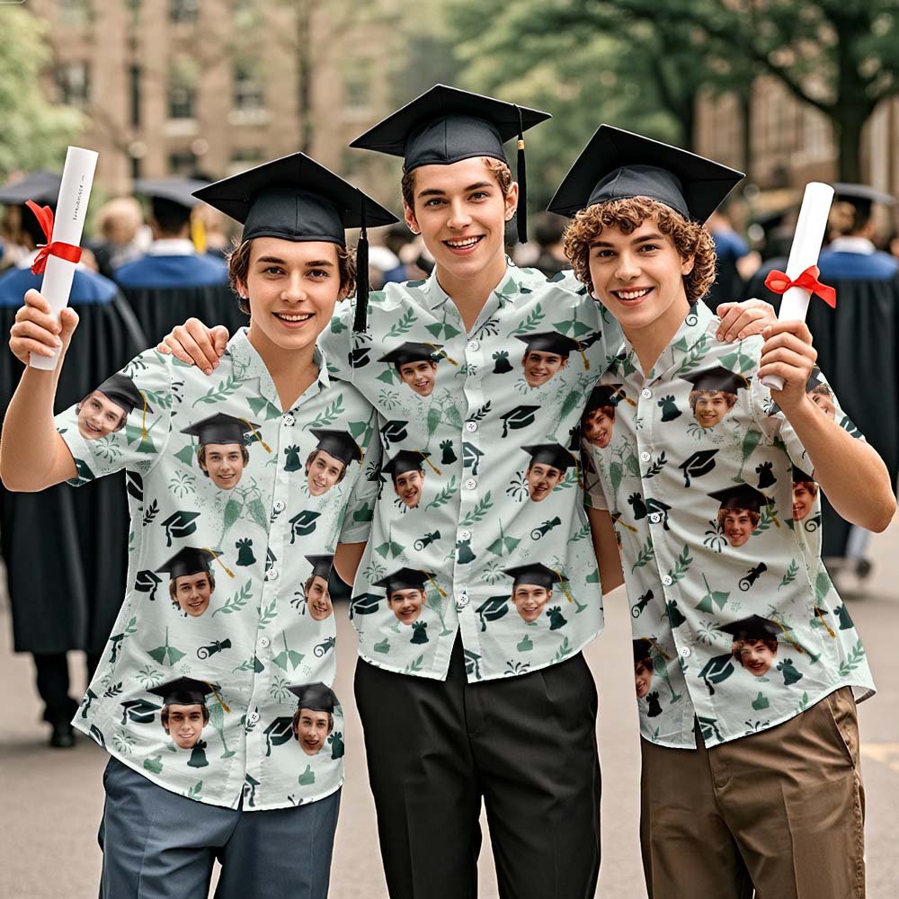Custom Hawaiian Shirt for Seniors – Explosive Grad Energy with Your Face