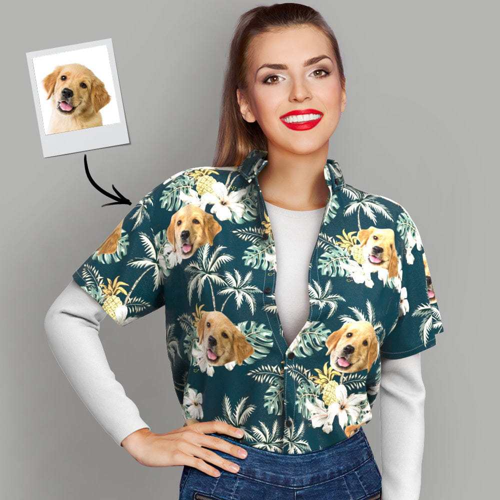 Custom Hawaiian Shirts with Pet Face Funky Vintage Hawaiian Shirt Casual Shirt for Gift - Giftlab