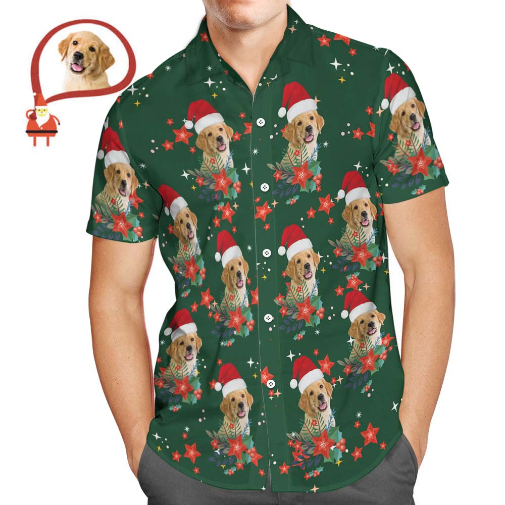 Men's Custom Photo Christmas Hawaiian Shirts Christmas Gift for Pet Lovers - Bestchristmasgifts