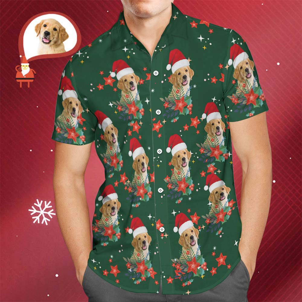 Men's Custom Photo Christmas Hawaiian Shirts Christmas Gift for Pet Lovers - Bestchristmasgifts