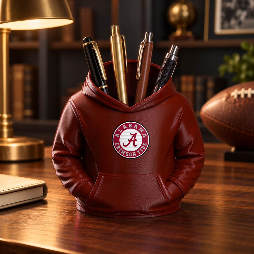 College Hoodie Desk Organizer, Pen Pencil and Utensil Holder, 3D Printed College Football Office and Kitchen Decor, Fan Gift