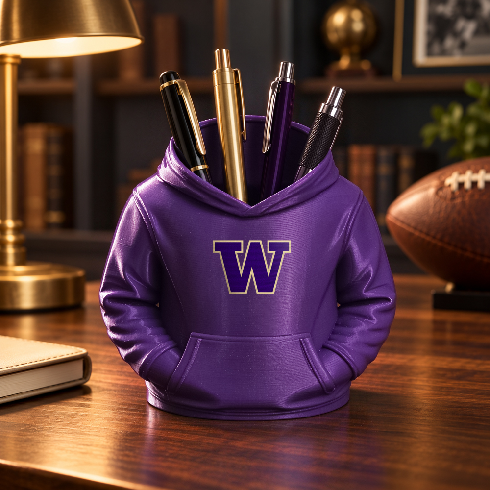 College Hoodie Desk Organizer, Pen Pencil and Utensil Holder, 3D Printed College Football Office and Kitchen Decor, Fan Gift