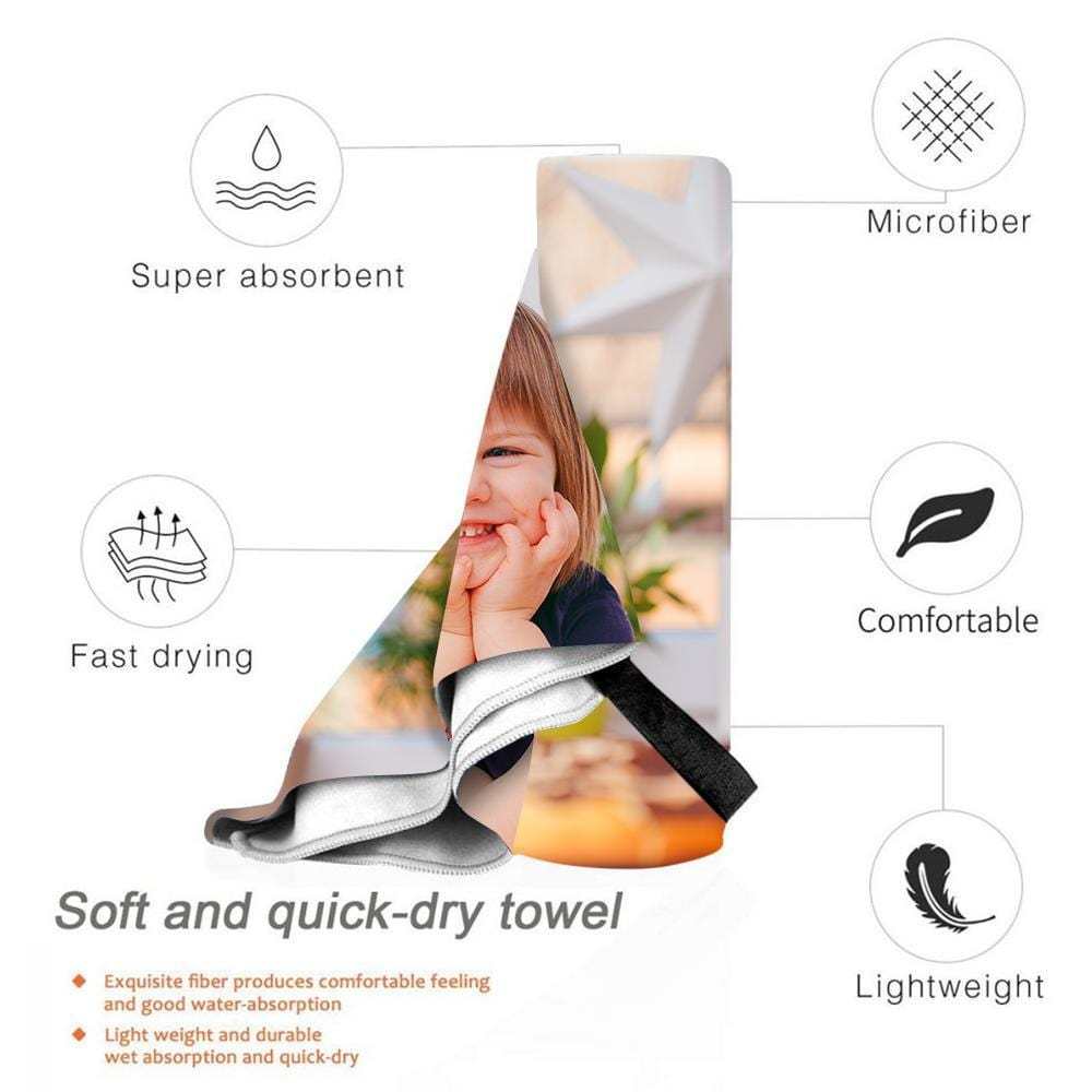 Horizontal Personalized Bath Towels Custom Photo Beach Towels Quick-dry Ultrafine Fiber Cute Baby Gifts for Newborn - Giftlab