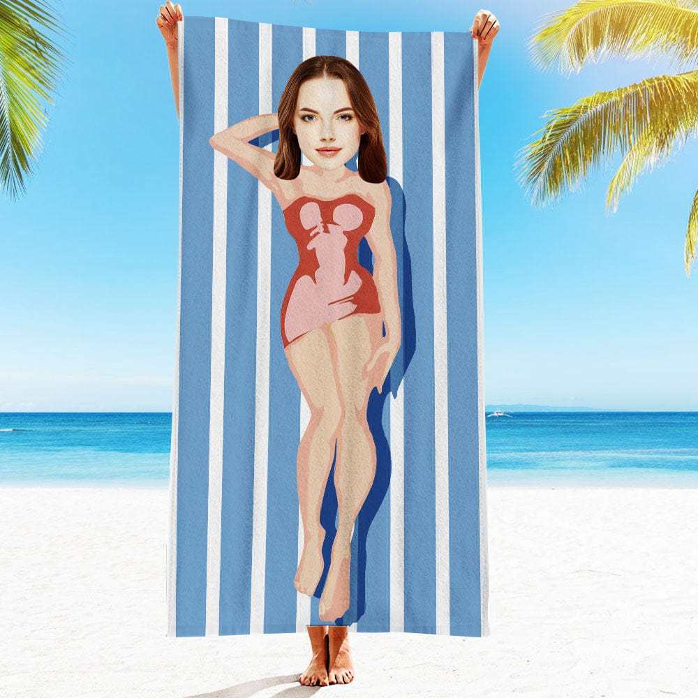 Custom Face Beach Towel Personalized Beach Towel Gift for Mother - Giftlab